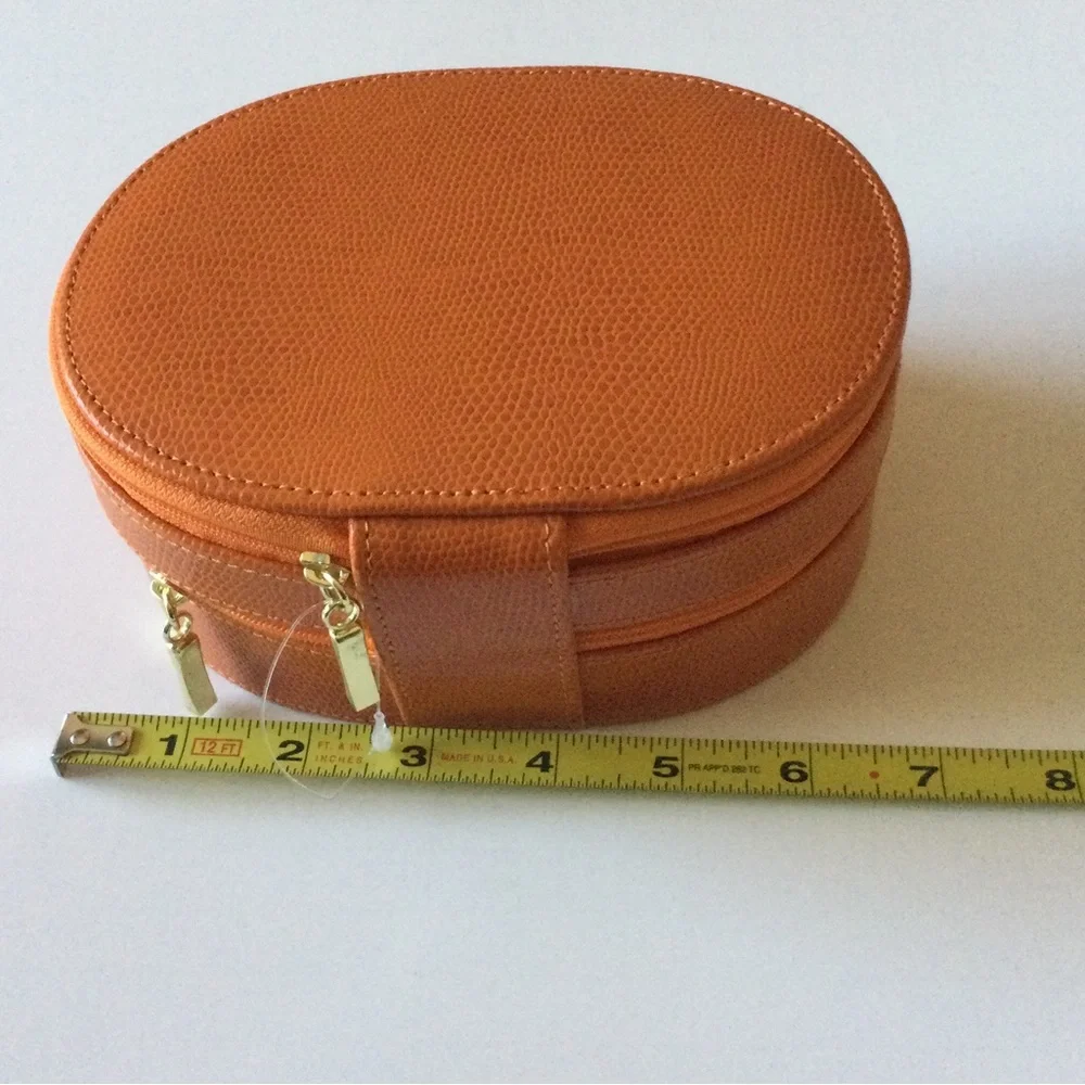 BEY-BERK LIZARD EMBOSSED LEATHER 2 LEVEL JEWELRY BOX CASE ORANGE NWOT